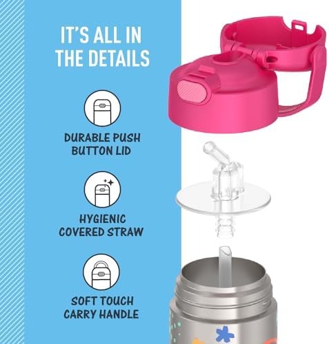 THERMOS FUNTAINER Water Bottle with Straw, 12oz, Peppa Pig