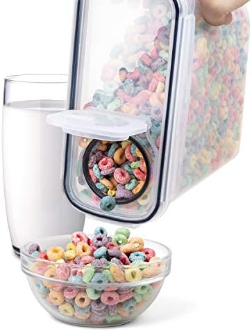 FOOYOO Cereal Containers Storage Set - 3 Piece Airtight Large Dry Cereal Container (135.2oz), BPA Free Dispenser Plastic Cereal Storage Containers with 16 Labels & Pen