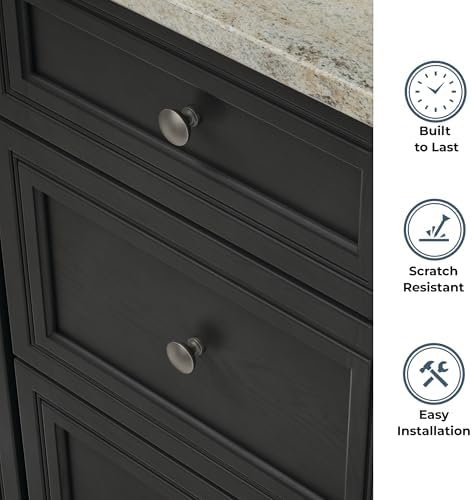 Franklin Brass - Fulton Heirloom Silver Round Cabinet Knobs 1-3/16" Easy Install, Durable Hardware for Drawers, Dresser, Kitchen Cabinet Doors, and Furniture (10-Pack)