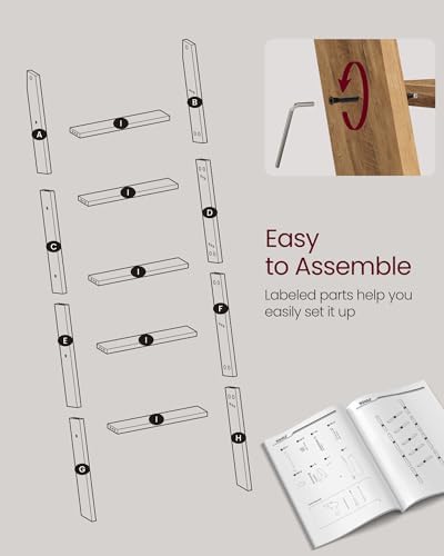 VASAGLE 5-Tier Blanket Ladder, Modern Basic Ladder Shelf