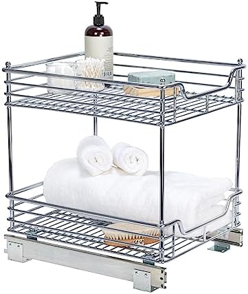 Household Essentials Chromed Steel 2-Tier Artisan Pull-Out Organizer