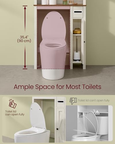 VASAGLE Over the Toilet Storage Cabinet, Doors, Adjustable Shelves, 31.3''W
