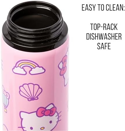 Silver Buffalo Sanrio Hello Kitty Vibes, Stainless Steel Water Bottle, 25oz