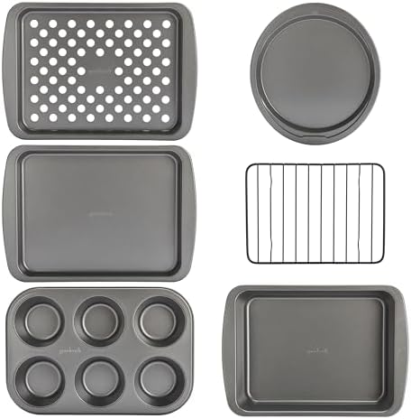 GoodCook Everyday Nonstick Toaster Oven 6-Piece Steel Bakeware Set, Gray