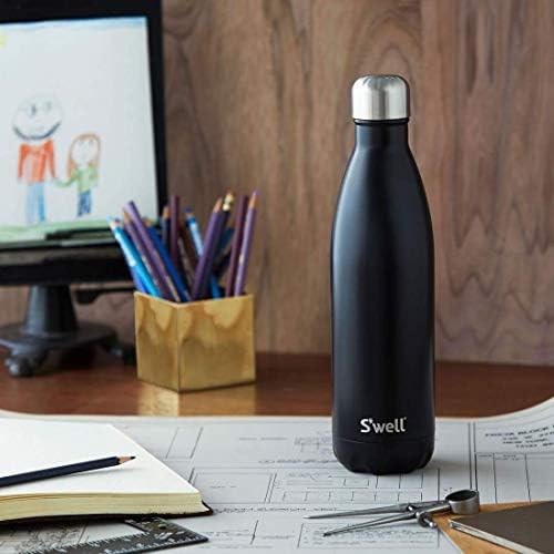 S'well Stainless Steel Water Bottle - 17 Fl Oz - Blue Suede Triple-Layered Vacuum - Double Wall Bottles Keep Drinks Cold for 36 Hours and Hot for 18 - Great for Travel, Hiking, Camping, 17 fl oz