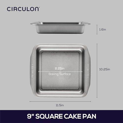 Circulon Nonstick Bakeware Baking Pan / Cake Pan, Square - 9 Inch, Gray