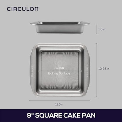 Circulon Nonstick Bakeware Baking Pan / Cake Pan, Square - 9 Inch, Gray