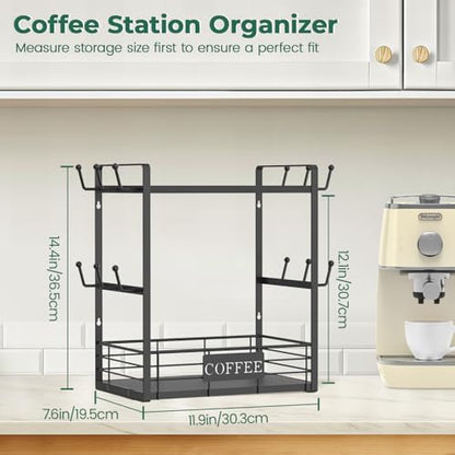EsLuker.ly Coffee Mug Cup Holder Tree Bar Station Organizer, 2 Tier Black