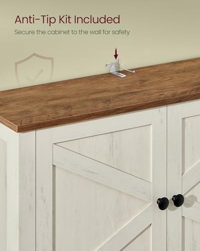 VASAGLE Over the Toilet Storage Cabinet, Doors, Adjustable Shelves, 31.3''W