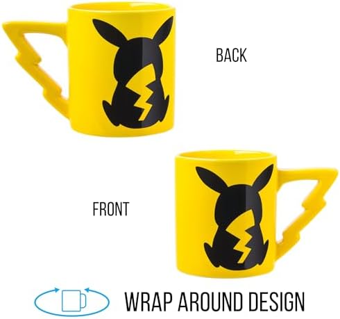 Silver Buffalo Pokemon Pikachu with Lightening Bolt 3D Sculpted Handle Ceramic Mug, 20 Ounces