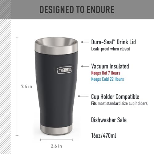 THERMOS ICON SERIES, Stainless Steel Tumbler, Granite, 16 oz