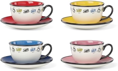 Lenox Chef Snoopy Porcelain Tea Cup and Saucer Set for 4