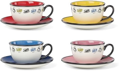 Lenox Chef Snoopy Porcelain Tea Cup and Saucer Set for 4