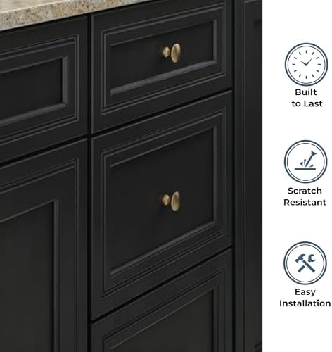 Franklin Brass - Fulton Champagne Bronze Round Cabinet Knobs 1-3/16" Easy Install, Durable Hardware for Drawers, Dresser, Kitchen Cabinet Doors, and Furniture (10-Pack)