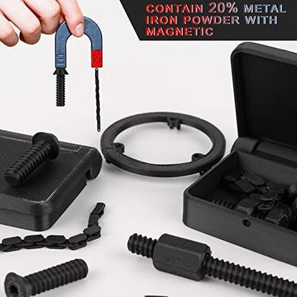 AMOLEN 3D Printer Filament, Metal PLA Filament 1.75mm with Magnetic, Contains 20% Metal Iron Powder, Apply to Polishing, Matte Black PLA 3D Printing Filament +/- 0.02mm, 1kg/2.2lbs