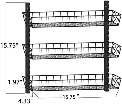 SWOMMOLY Wall Mount Spice Rack Organizer, 3-Tier Adjustable Dual-Use Shelf