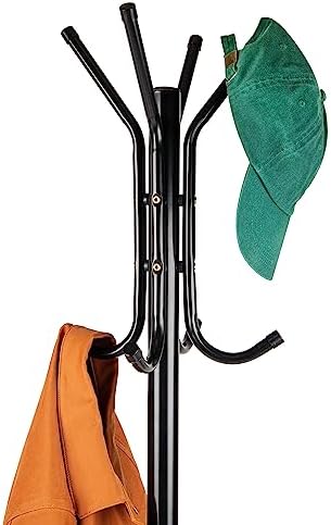 Mind Reader Freestanding Coat Rack, Multi-Tier Organizer for Office and Entryway, Metal, Black