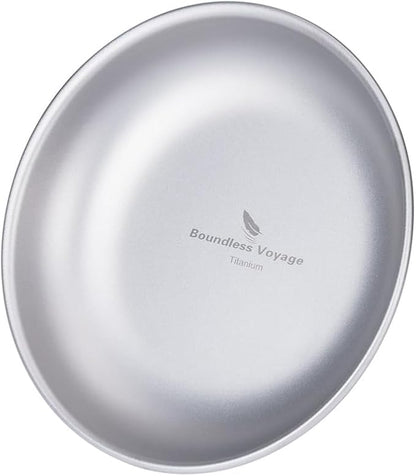Boundless Voyage Titanium Camping Plate Dishes Saucer Lightweight Round Dinnerware Set Stackable Serving Plates Pasta Plates Travel Outdoor Home Kitchen Tableware Set Ti1115T