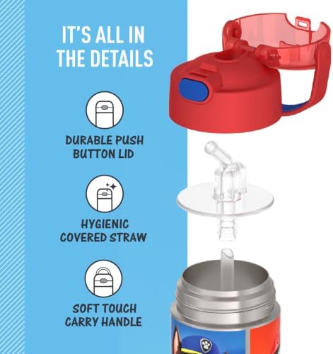 THERMOS FUNTAINER Water Bottle with Straw, 12oz, Paw Patrol