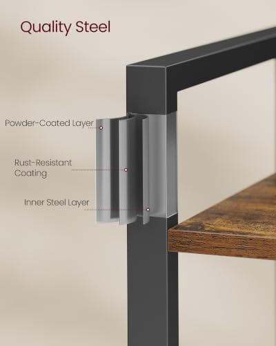 VASAGLE 6-Tier Bookshelf, Bookcase with Steel Frame, Book Shelf for Living Room, Home Office, Study, 11.8 x 26 x 73.2 Inches, Industrial Style, Rustic Brown and Ink Black ULLS062B01