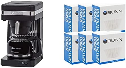BUNN CSB2B Speed Brew Elite 10-Cup Coffee Maker, Black/SST & 8-12 Cup Coffee Filters, 6 each, 100ct