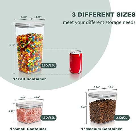 Airtight Food Storage Containers, 3.5/2.1/1.3 Qt, 3-Piece Set