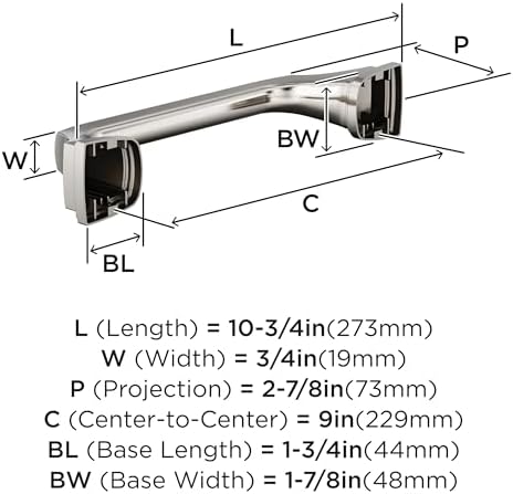 Amerock Revitalize Polished Nickel 9 inch (229 mm) Center-to-Center Towel Bar, BH36035PN