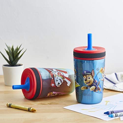 Zak Designs PAW Patrol Kelso Tumbler Set, Leak-Proof Screw-On Lid with Straw, Bundle for Kids Includes Plastic and Stainless Steel Cups with Additional Sipper (Paw Patrol), 3 Piece Set (Pack of 12)