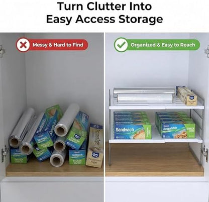 YAN & HIN Kitchen Cabinet Organizer, Expandable Kitchen Aluminum Foil and Plastic Wrap Organizers, Sandwich Storage Bags organizer, bottle storage bag under sink organizer for Pantry Organization