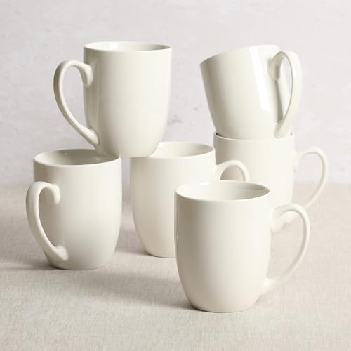Gibson Home Great Essentials 16 Ounce Porcelain Coffee Mugs - Set of 6 - Cups for Latte, Hot Tea, Cappuccino, Mocha, Espresso, Cocoa