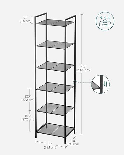 SONGMICS 6-Tier Storage Rack, Bathroom Shelf, Extendable Plant Stand
