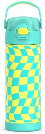 THERMOS FUNTAINER Water Bottle with Spout, 16oz, Wavy Checkers Teal (Pack of 6)