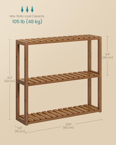 SONGMICS Bamboo Bathroom Shelf, 3-Tier Adjustable Plants Rack
