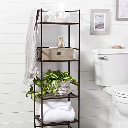 Amazon Basics 4-Tier Iron Towel Shelf Black 11.4"L x 11.8"W x 44.5"H