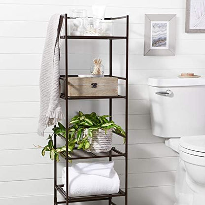 Amazon Basics 4-Tier Iron Towel Shelf Black 11.4"L x 11.8"W x 44.5"H
