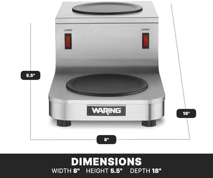 Waring Commercial WCW20R Café Deco Double Coffee Carafe Warmer, Step Up Style, 120V, 5-15 Phase Plug