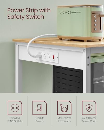 VASAGLE Kitchen Island with 3 Shelves, Storage Cabinet, Steel Structure