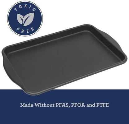 Oster Teston 13 x 9 Inch Cookie Sheet, Nonstick Carbon Steel Baking Pan, Matte Black, PFAS-Free, Warp-Resistant, Easy Clean Bakeware