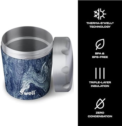 S'well Stainless Steel Ice Cream Chiller, 16oz, Azurite Marble, Triple Layered Vacuum Insulated Container Keeps Ice Cream Frozen For Up To Four Hours, BPA Free