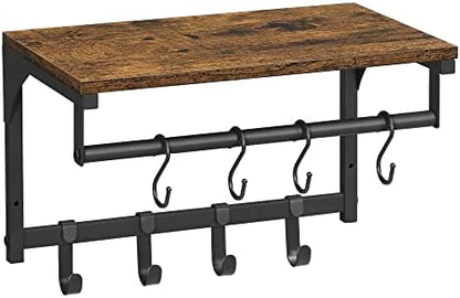 VASAGLE Laundry Room Shelf Wall Mounted, with 8 Removable Hooks
