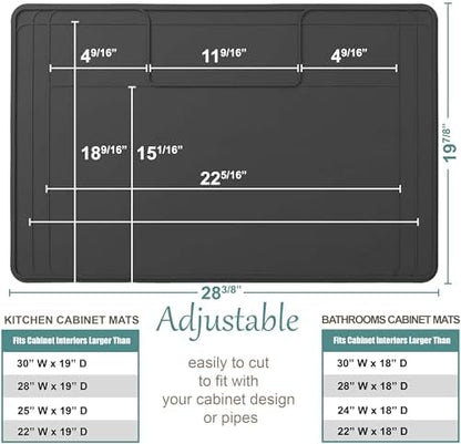 The Original Under Sink Mat - Adjustable Silicone mat, Waterproof Under The Sink Bathroom Vanity Mat - 28" x 19" or smaller