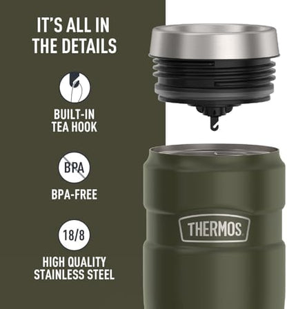 THERMOS Stainless King Stainless Steel Tumbler, 16oz, Army Green