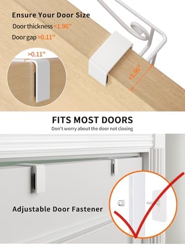 8-Tier Over Door Pantry Organizer, Adjustable Metal Hanging Storage Rack for Kitchen Pantry, White