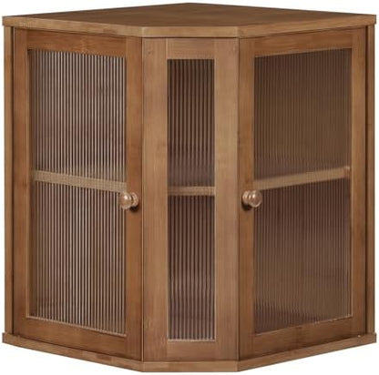 HOOBRO Bread Box, Bamboo Bread Box for Kitchen Countertop, 2-Tier Corner Bread Box, Large Capacity Bread Bin, Food Storage Box, Bread Storage Container for Kitchen, Dining Room, Brown BR12MB01