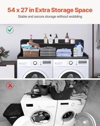 VEVOR Washer Dryer Countertop 2 Drawers, Laundry Topper with 2 Hooks, Black