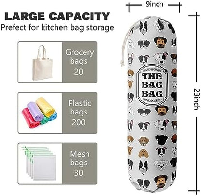Grocery Bags Holder Organizer For Shopping Bags, Wall Mount Plastic Bags Storage Container Dispensers, Pet Lovers Home Kitchen Bags, The Bag Bag Grocery Bag Holder, Gifts For Women Dog Mom Dad (G-9)
