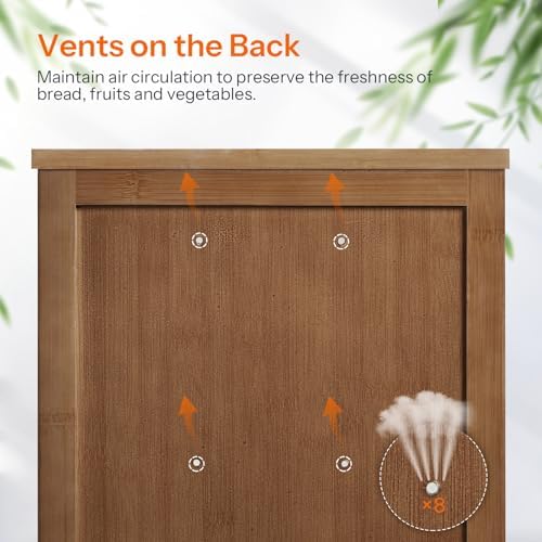 HOOBRO Bread Box, Bamboo Bread Box for Kitchen Countertop, 2-Tier Corner Bread Box, Large Capacity Bread Bin, Food Storage Box, Bread Storage Container for Kitchen, Dining Room, Brown BR12MB01
