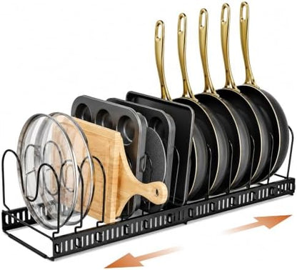 Norcalway Adjustable Bakeware Pots and Pans Organizer Under Cabinet, Cookie Sheet Baking Pan Pot Lid Organizers (14 Dividers)