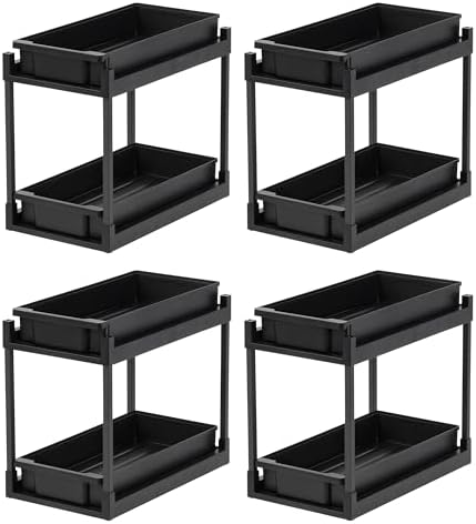 IRIS USA Under Sink Organizer, 4 Pack, Pull Out Storage Drawers