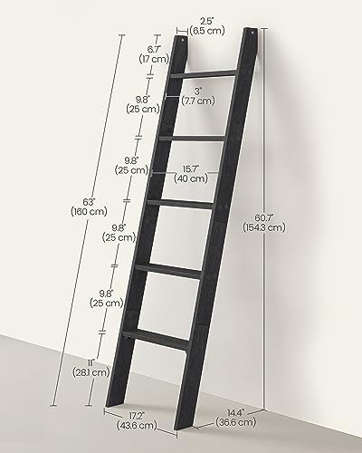 VASAGLE 5-Tier Blanket Ladder, Farmhouse Ladder Shelf